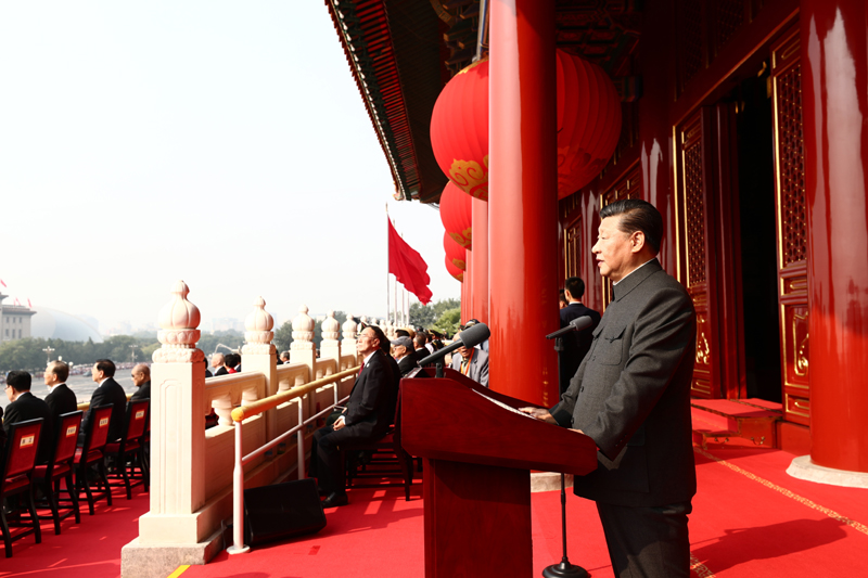 10月1日上午，慶祝中華人民共和國成立70周年大會在北京天安門廣場隆重舉行。中共中央總書記、國家主席、中央軍委主席習近平發(fā)表重要講話。